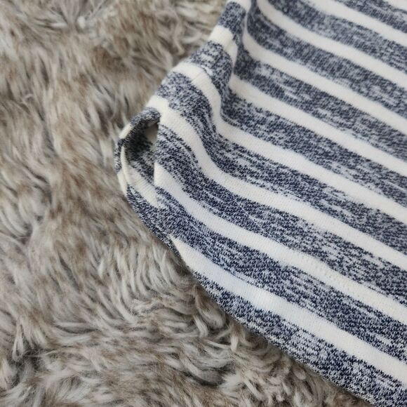 Kenji Drawstring Waist Sweatshirt Material Mini Skirt Blue Striped Size Medium - Picture 3 of 9